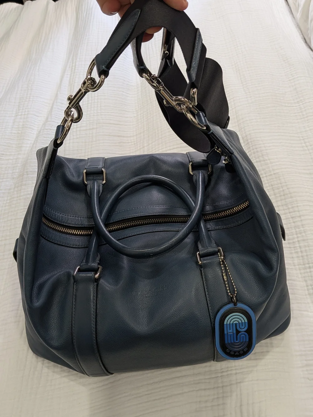 Coach Navy Leather Carryall